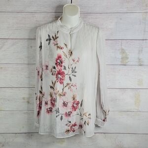 White House Black Market Cream Tunic Long Sleeve Sz 6